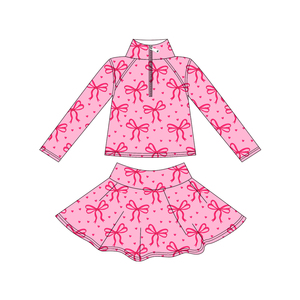 Printemps Nouveau Style Enfants Mode Vêtements Jolies Fleurs Jaunes Imprimer À Manches Longues Pull À Fermeture Éclair Avec Jupe Tenue Active - Product Image 5