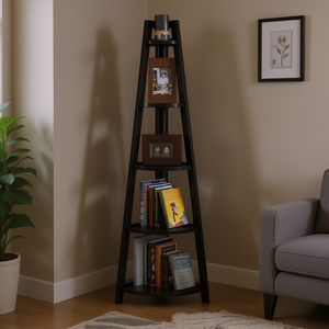 Étagère d'angle en bois Adam à 5 niveaux, style moderne, pour le salon, rangement domestique - Product Image 2