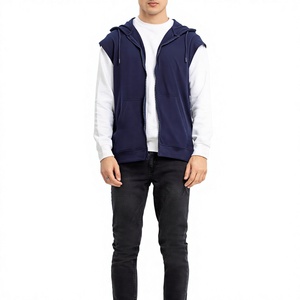 Chaleco sin mangas con capucha para hombre, de color sólido, tejido, informal, con bolsillos - Product Image 1