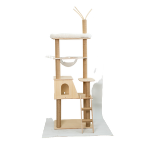 <span class=keywords><strong>Tour</strong></span> d'arbre à chat moderne et durable en bois massif, <span class=keywords><strong>tapis</strong></span> <span class=keywords><strong>de</strong></span> <span class=keywords><strong>lit</strong></span> confortable en sisal RopeScratcher stocké par la coutume pour Noël - Product Image 1