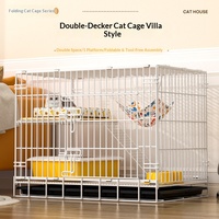 Cage pour chat rectangulaire Wecan à double structure en fer, villa d'intérieur et grande maison pliable pour chat avec rangement pratique, toutes saisons