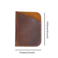 Dompet Kartu & Koin Pria Retro Logo Kustom, Kulit Asli Crazy Horse & Sapi, Tempat Kartu Sederhana untuk Kartu Nama