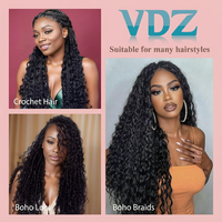Extensions de cheveux humains à plumes de 18 pouces, 50 mèches réutilisables, texture Deep Wave, pour tresses au crochet