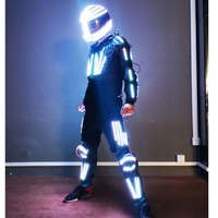 Hot LED Dance Tron Robot Costume Lumineux Hommes Vêtements RGB Stage Costume De Mode Halloween Accessoires