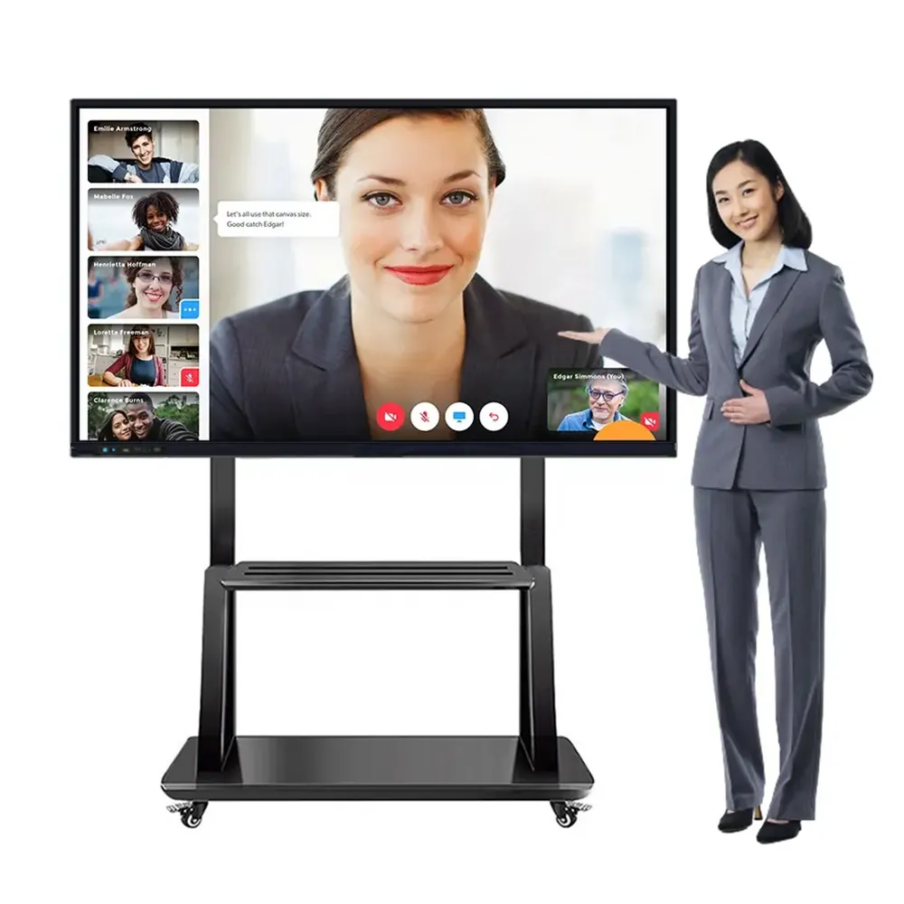 65 inch 4K Interactive Flat Panel smart boards all in one pc dual system interactive whiteboard for Education/Conference