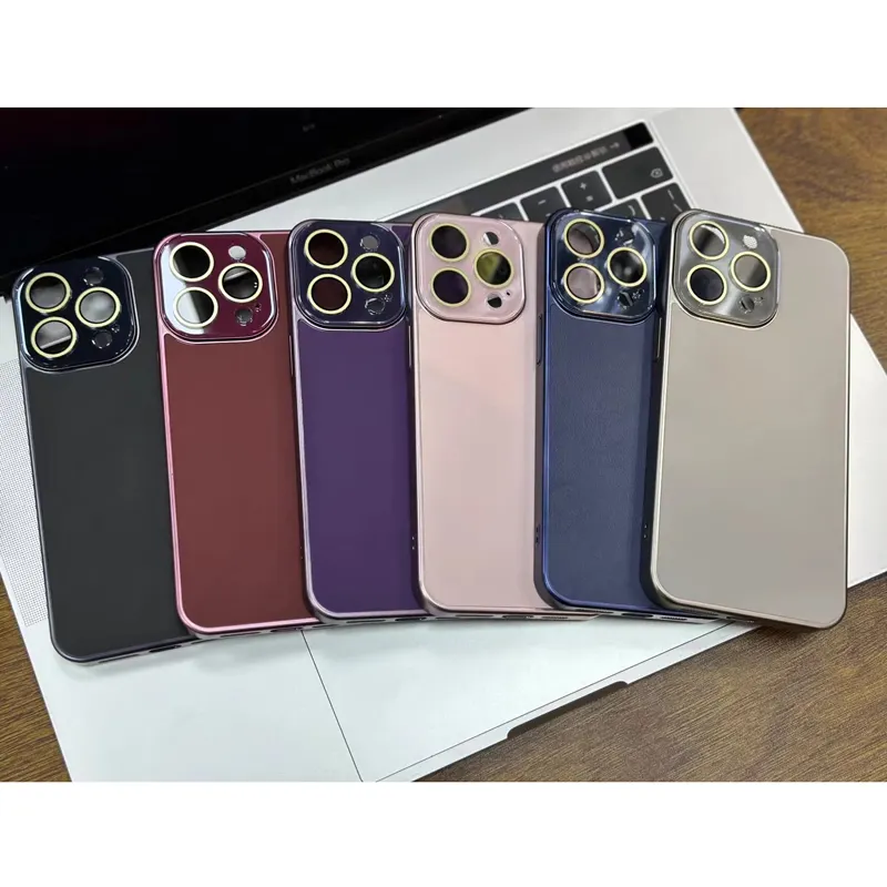 Luxury Leather Phone Case For iPhone 15 Plus 14 13 Pro Max Camera Lens Protection Cover ultra thin Hard PC Cover For iPhone