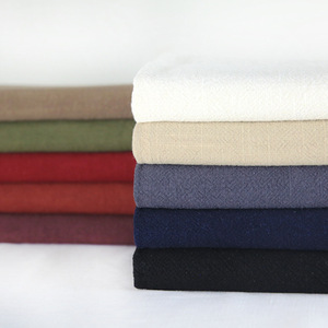 Tissu en lin lavé épais de couleur unie pour l'hiver, matériau en coton et lin texturé froissé pour l'artisanat et la couture - Product Image 1