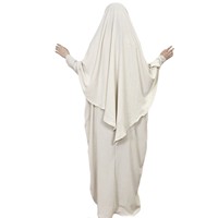 Ensemble Abaya deux pièces blanc modeste pour femmes musulmanes avec détails texturés et Hijab intégré Robe islamique élégante et décontractée