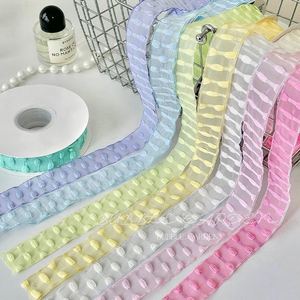 Ruban en gaze bulle 100 % polyester, 2,5 cm x 10 yards, écologique, simple face, pour logo, DIY, vêtements, chapeaux, décoration, accessoires en dentelle - Product Image 1