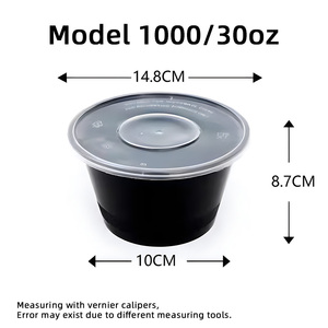 Barquettes alimentaires à emporter de style américain, contenants bento jetables pour le déjeuner, bols à soupe et à nouilles <span class=keywords><strong>micro</strong></span>-ondables moulés par injection, 1200 ml - Product Image 6