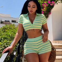 LSQ1178 Nouveauté 2026 Ensemble short moulant taille haute sexy et short rayé ajusté