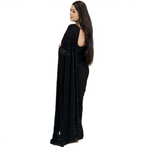 Indian Boutique Georgette Designer Bridal <b>Saree</b> Embroidered Ethnic wear <b>Red</b> Wedding Party Outfit Women Girls Latest Exclusive - Product Image 2