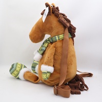 Vente en gros de nouveaux jouets de chevaux en peluche courts en peluche sac à dos pour enfants sacs souples et mignons cadeaux de bébé avec logo personnalisé et remplissage PP pour les anniversaires