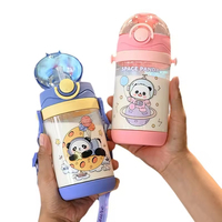 Juego de Vasos de Silicona de 500 ml para Niños, Linda Botella Portátil con Pajita para Niños, Alumnos y Niñas Escolares