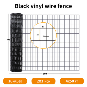 16GA 1.6mm 2"x3"<b>Mesh</b> Black PVC Coated Welded <b>Wire</b> <b>Mesh</b> 3FTX50FT Roll for Animal Fencing Pet Cage - Product Image 2
