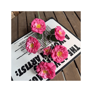Fleurs artificielles Jinxi en soie, réalistes, pour mariage et décoration intérieure, bouquet de 6 têtes de lauriers et d'hibiscus - Product Image 5