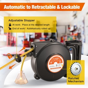 Linsheng 16awg 45ft chúng tôi loại điện Cord Reel Wall Mount có thể thu vào mở rộng dây Reel với tùy chọn ổ cắm - Product Image 3