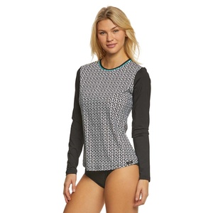 Maillot de bain une pièce réversible éco-responsable à manches longues et imprimé numérique pour femmes grandes tailles avec bretelles en V - Product Image 2