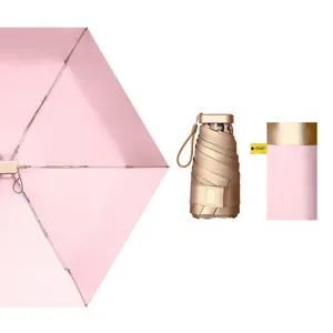 Toptan cep taşınabilir Mini kapsül manuel özel UV koruma bayan şemsiye ile Logo ve vaka