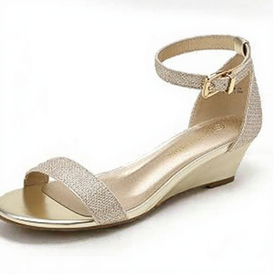 Sandales compensées à paillettes à bout ouvert avec bride de cheville et plateforme, à enfiler, pour femme, idéales pour la plage - Product Image 3