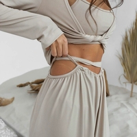 Printemps automne femmes Sexy ensemble de vêtements 3 pièces coton matériau doux vêtements de détente broderie personnalisée logo élégant Homewear