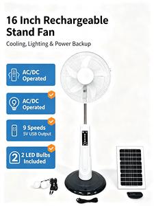 Ventilateur de refroidissement solaire pliable pour l'extérieur, rechargeable via USB, avec lumière intégrée - Product Image 1