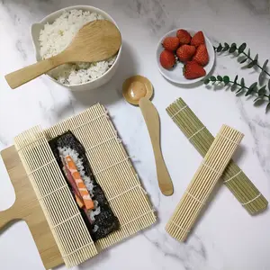 Kualitas tinggi Jepang bambu sushi roll persegi hijau bambu tirai laver sushi rolling mat