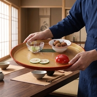 Plateau rond de style japonais en plastique ABS, boîte à lunch, récipient alimentaire pour sushis, desserts, plateau de service pour le thé
