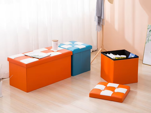 Chaise pour enfants en similicuir PVC de style moderne, pouf de rangement, meubles de maison - Product Image 3