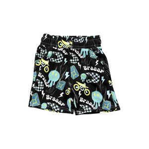 SS0835 Conjunto de Ropa para Niñas Pequeñas, Shorts de Verano con Estampado Negro, Tela de Algodón y Spandex, Venta al Por Mayor - Product Image 1