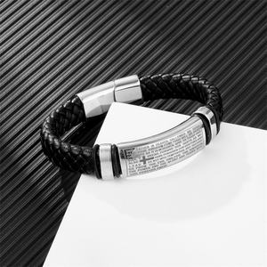 High Quality Men's Stainless Steel Christianity <b>Gold</b> Plated Fashionable Religious Bangles Gift Leather Men's <b>Bracelet</b> - Product Image 3