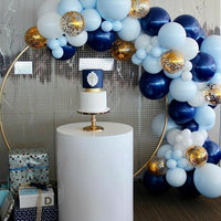 Stand backdrop lengkung kawat logam profesional untuk dekorasi pernikahan, rangka balon jala bulat warna kuning, latar belakang pesta acara