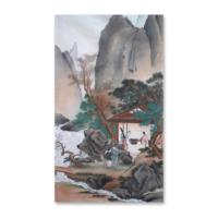 Peinture sur soie traditionnelle chinoise peinte à la main, paysage et figures, art mural oriental, reproduction haute résolution, traditionnelle