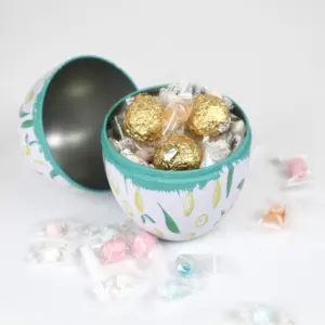 Caja metálica con forma de huevo de Pascua, contenedor de lata, promoción, regalo artesanal, hojalata para dulces y Chocolates