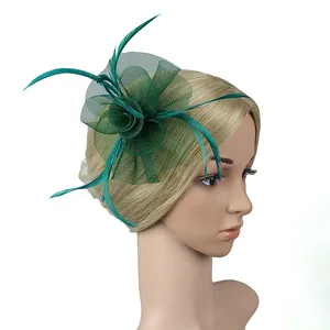 High Quality Fashion Girls Flower Fascinator With Feather Headband Fascinator Hat With Veil for Women