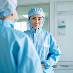 Vêtement de travail antistatique ESD pour salle blanche avec capuche Fermeture à glissière réticulée Fonction anti-coupure pour vêtements de travail pour salle blanche