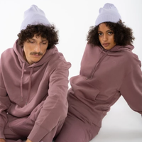 Setelan Loungewear Hoodie & Jogger Fleece Katun Unisex Burgundy Bordir Custom Harga Pabrik MOQ Rendah