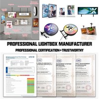 Espositore Menu LED Multistrato a Colonna in Metallo a Quattro Lati, Cubo Verticale Girevole con Scatola Luminosa a LED