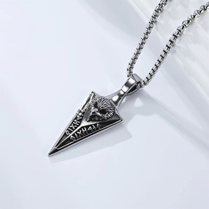 Collar con Colgante <span class=keywords><strong>de</strong></span> Acero Inoxidable 316L Antideslustre, Diseño <span class=keywords><strong>de</strong></span> la Lanza Gungnir <span class=keywords><strong>de</strong></span> Odín con Cuervo y Runas Nórdicas, para Hombre - Product Image 2