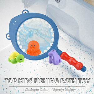 2026 Best Seller Kids Fishing Set 7pcs Plastic Water Play Bathing Toys Color Changing with Fish Catch Net Ages 2-4 Unisex - Product Image 3