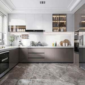 Armarios de cocina de lujo Diseño refinado Material duradero Características reflexivas para el hogar Diseño funcional Armarios de cocina Fregadero - Product Image 2