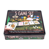 Ensemble de poker Taxas Hold'em 5-en-1 avec jetons de poker Blackjack Craps Roulette Wheel