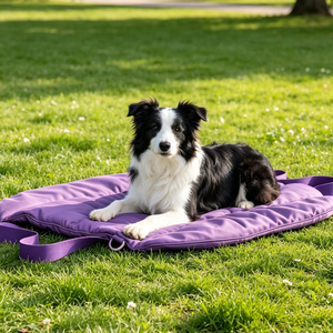 Sac de transport 2-en-1 pour animaux de compagnie, <span class=keywords><strong>lit</strong></span> de voyage pliable <span class=keywords><strong>et</strong></span> portable pour chien, tapis de <span class=keywords><strong>camping</strong></span> imperméable en Oxford avec poche zippée, personnalisable pour la randonnée, la plage <span class=keywords><strong>et</strong></span> la voiture - Product Image 1