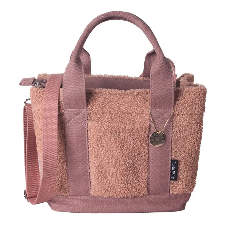 Bolso Bento de lona con cremallera para mujer Rakuten japonés, bolso cruzado de hombro de felpa de alta calidad