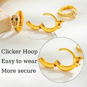 <span class=keywords><strong>Orecchini</strong></span> Ipoallergenici Hengsen Placcati Oro con Zirconi CZ a Forma di Serpente e Farfalla, <span class=keywords><strong>Orecchini</strong></span> a Cerchio Pendenti Clicker <span class=keywords><strong>per</strong></span> <span class=keywords><strong>Piercing</strong></span> Cartilagine e <span class=keywords><strong>Trago</strong></span> - Product Image 3
