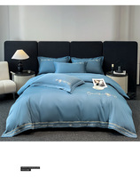 Parure de lit quatre pièces en soie glacée rafraîchissante pour l'été, garnissage en fibre de polyester, style moderne et minimaliste, idéale pour les étudiants