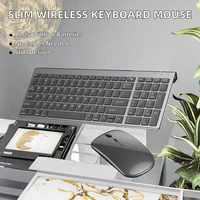 Kit Clavier et Souris Sans Fil Ultra-Mince 2,4 GHz avec Rétroéclairage LED 78 Touches Rechargeable en Stock pour Bureau, Maison, Gaming et Voyage