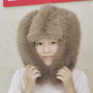 도매 신상 핑크 플러시 에코 페이크 퍼 모자 2024 여성용 겨울 긴 귀 오버사이즈 인조 퍼 모자 - Product Image 6