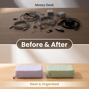 Estuche Organizador de Silicona Macaron, Portátil, Rígido, con Cierre, para Cables, Auriculares y Cosméticos - Product Image 6