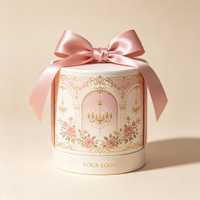 Boîte cadeau ronde de luxe avec logo personnalisé, emballage en carton rigide pour coffrets cadeaux haut de gamme, design floral élégant, vente en gros